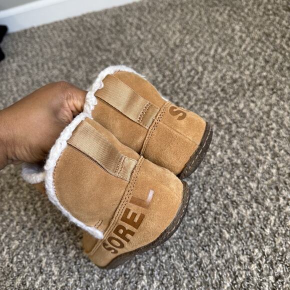 SOREL NAKISKA WOMENS SUEDE LINED SLIPPER BOOTS Camel Brown Size 8 Comfort - Picture 6 of 9